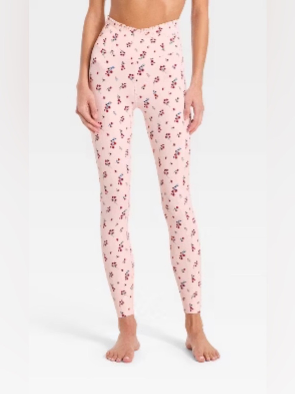 all in motion Pink Floral High-Rise Leggings Ruffle Crossover 7/8 - Picture 2 of 7
